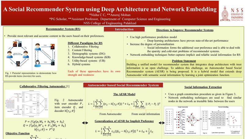 Social Recommender System using Deep Architecture and Network Embedding.